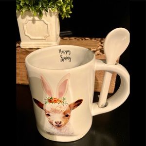 Happy spring🐐 Goat ceramic cup with spoon☕️🥄